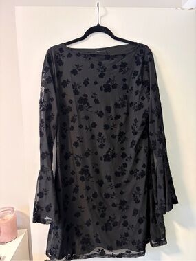 ASOS Black Floral Mesh Mini Dress
